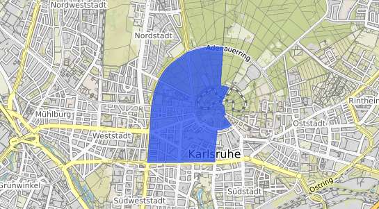 Bodenrichtwertkarte Karlsruhe Innenstadt West